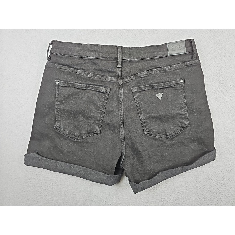 Guess Denim Shorts Pink Floral Embroidery Women's Size 31 Black High Rise Cuffed - Picture 7 of 8